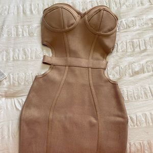 House of CB tan bandage dress